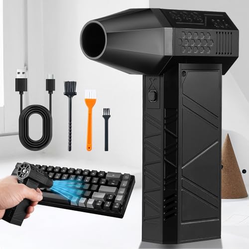 Compressed Air Duster - 130000RPM Turbo Jet Air Blower, 3-Speed Mini Blower Dusters for Cleaning, Cordless Electric Air Duster, Computer Vacuum Keyboard Cleaner for PC Keyboard, Car