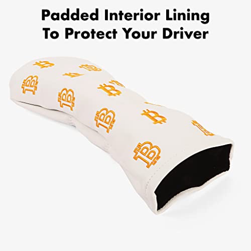 Bitcoin Golf Driver Headcover - Leather Golf Club Covers - HODL 21 Head Cover Golf Accessories - White - Image 3
