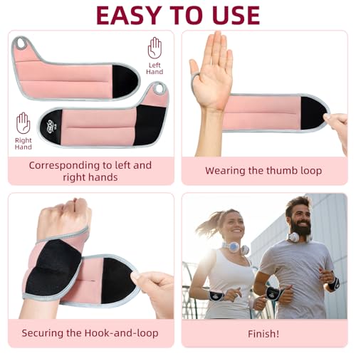 Image of Wrist Weights for Women, Arm Weights with Thumb Loops Lock for Running Walking Yoga - 0.5lb*2, 1lb*2, 2lbs*2 Set