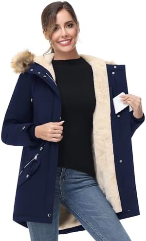 ANOTHER CHOICE Women's Hooded Winter Coat Waterproof Parka Jacket Warm Sherpa FLeece Lined Winter Parka Coat