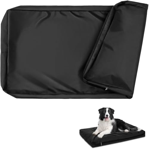 Waterproof Dog Bed Replacement Cover, Removable Dog Bed Liner for Indoor/Outdoor, Easy to Clean Pet Crate Pad Cover Fits 42” Crate, Washable & Long Zipper, 40”Lx27”Wx4”H - Black