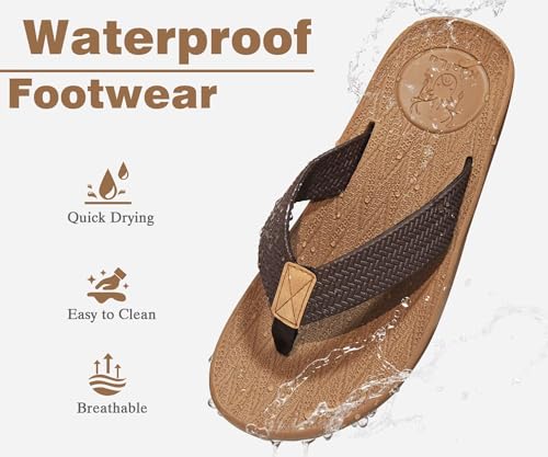 Image of KuaiLu Mens Flip Flops Arch Support Comfortable Summer Beach Thong Sandals Yoga Foam Cushion Slip on Slippers