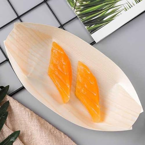 Platos desechables Zerodeko forma bote de madera 100 pcs miniatura 7