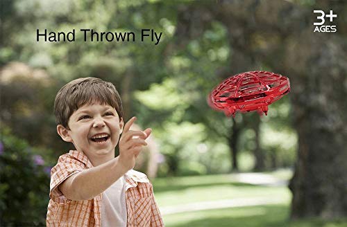 Mini Drones for Kids & Adults, RC UFO Helicopter with LED Lights, Hand Operated Easy Indoor Outdoor Small Orb Flying Ball Drone Toys Gifts for Beginners, Boys & Girls(Red)…