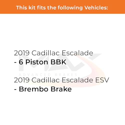 Image of Max Advanced Brakes Front Brake Kit Compatible With 2019 Cadillac Escalade 6 Piston BBK ESV Brembo Brake Replacement Cross Drilled Disc Brake Rotors and Ceramic Brake Pads