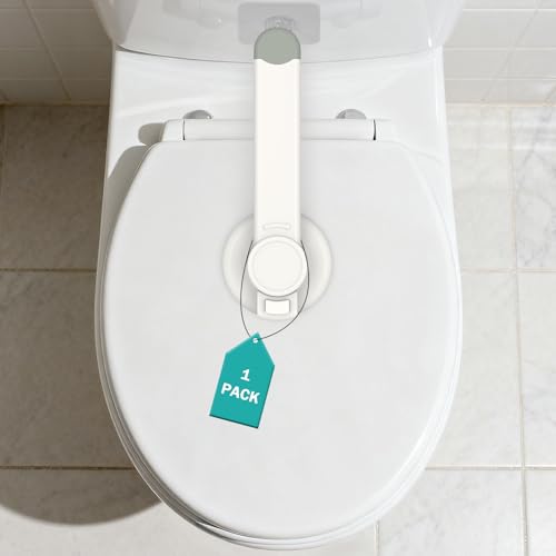 Baby Toilet Safety Locks (1 Pack)| Childproof Toilet Seat Lock | Baby Safety Products | Baby Proofing Kit | Prevents Toddlers from Opening Toilet Lids | 3M Adhesive and Tool-Free Installation（White）