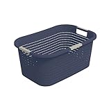 Rotho Country Wäschekorb 40l, Kunststoff (PP) BPA-frei, blau, 40l (58.0 x 38.9 x 25.1 cm)