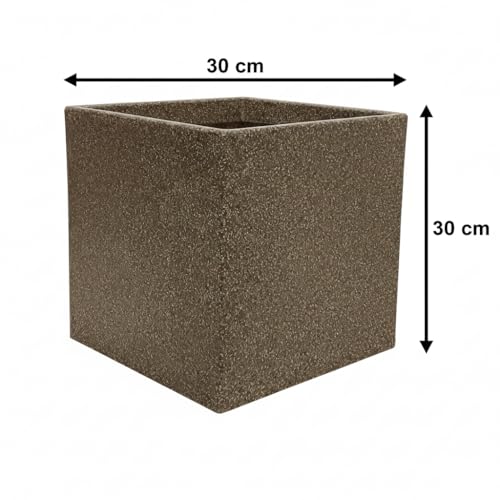 Image of Harshdeep Roto Pots - Quebec Square - 12 Inch Highly Durable, Lightweight Planter for Indoor Outdoor Home Balcony Garden Decor, Stone Finish (Sand Stone, Medium)
