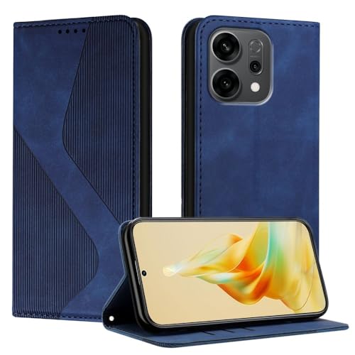 Coque Oppo Reno 8 Pro 5G étui cuir bleu foncé haut de gamme avec clapet magnétique chic