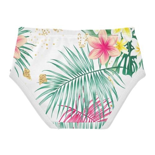 Tropical Palm Leaves Flowers Girl Panties Cute Toddler Underwear Custom Cotton Florals Undies Kids Briefs 2t2
