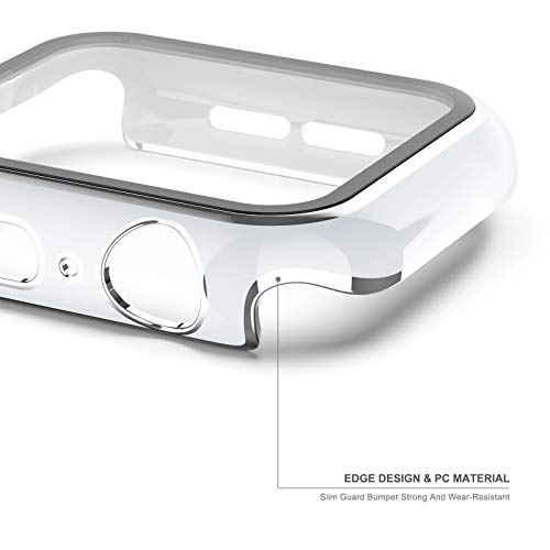 Image of Adepoy Case with Tempered Glass Screen Protector, Compatible with Apple Watch Series 3 /2 /1 42mm, All-Around Ultra-Thin Bumper Full Cover Hard PC Protective Case for iWatch Accessories