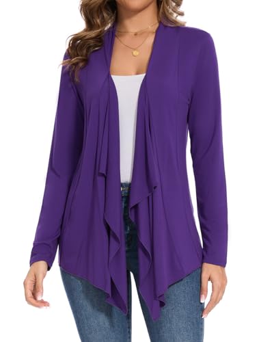 Image of Women's Casual Flowy Draped Open Front Cardigans Soft Cover Up Shrug