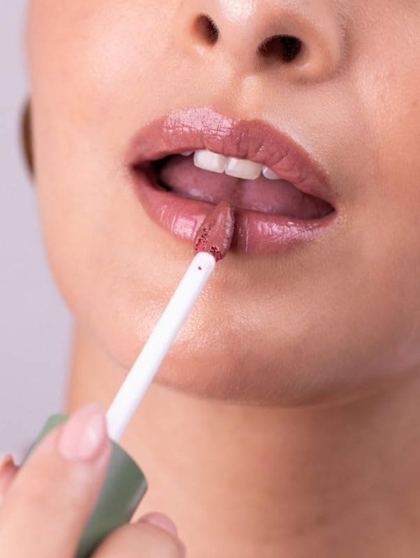 Image of La Nin Skinny Dip Peptide Infused Lip Oil Barely Behaving | Warm Nude Shimmer for Women | Hydrating Glossy Lip Oil | Non Sticky Nourishing Lip Care | 6 ml