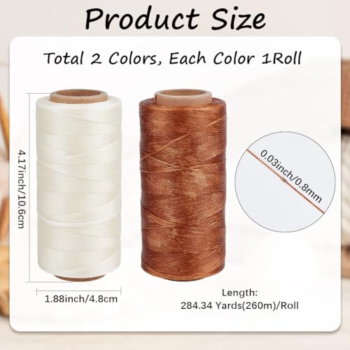 Hilos encerados para costura de cuero 2 colores 0.8 mm 568.7 yd miniatura 2