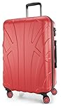 Suitline - Hardshell Suitcase Trolley Travel Luggage Hardcase with Extension, TSA, 66 cm, 58-68 litres, 100% ABS mat, Coral