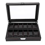 ◆ Boîtier de montre avec 12 grilles, idéal pour ranger et afficher la montre.