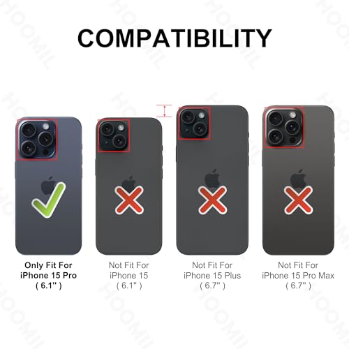 Image of HOOMIL Case for iPhone 15 Pro 6.1-Inch, Anti-Yellowing, Drop Protection, Anti-Scratch Transparent Hard Back Phone Cover (Black)