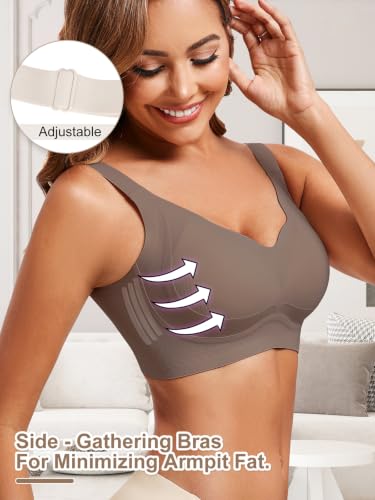 Image of Anti Sagging Full Coverage Bras for Women,No Underwire Bras for Women Wireless Push-Up