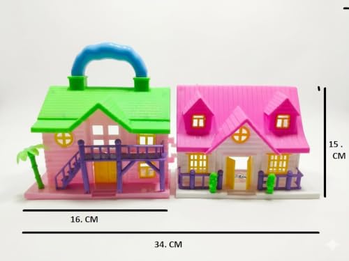 Image of OKU 1 Doll House Play Set for Girls, Mini Toy House with Furniture Accessories, Pretend Play Cottage House Educational Role Play Toy for Kids 3+ Years Birthday Gift