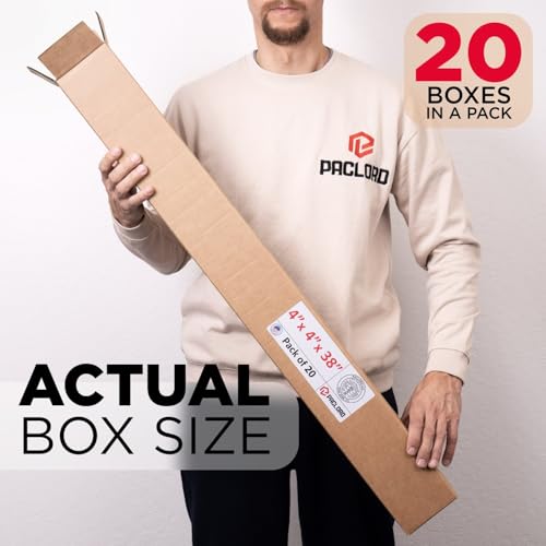 Image of Tall Cardboard Boxes 4 inchL x 4 inchW x 38 inchH (Pack of 20) - USA-Made Packing Boxes for Moving, Shipping, or Storage - USPS, UPS, FedEx Approved - Professional Packing Supplies for Moving | USA-Made Packing Boxes for Moving, Shipping, or Storage - USPS, UPS, FedEx Approved - Professional Packing Supplies