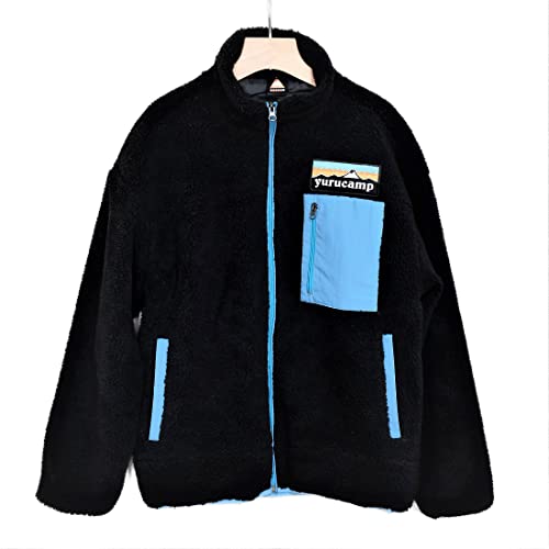 ゆるキャン  ふじさんロゴ ボアジャケット ブラック Lサイズ