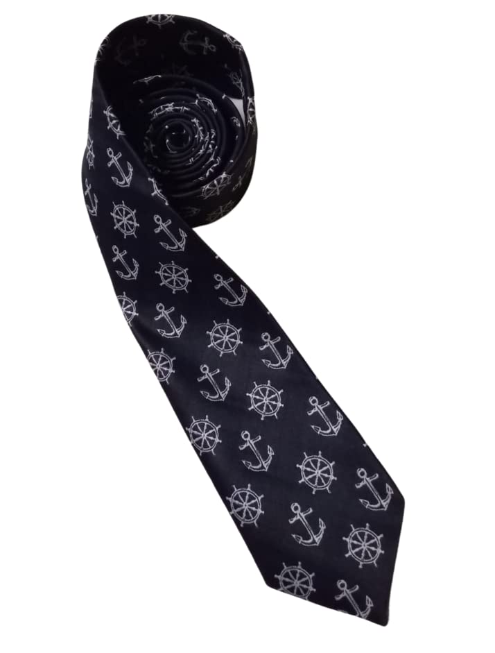 Marinerskart Merchant Navy Anchor & Helm Wheel Woven Formal Unisex Navy Blue Necktie for Marine Officers and Sailors-picture-48