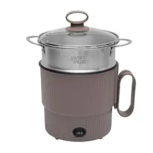Jaypee Plus Steam & Cook Multi Purpose Steamer Cooker 1.2 Litres Electric Cooker With Steamer & Boiler For Egg,Rice, Instant Noodles,Vegatbles and soups, with Glass lid,Egg Tray & accessories, Beige