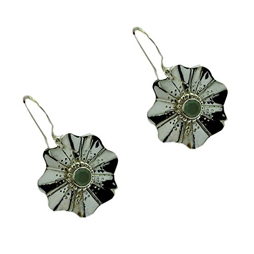 Boucles d'oreilles calcédoine aqua argent sterling bijoux de fête ronds femme