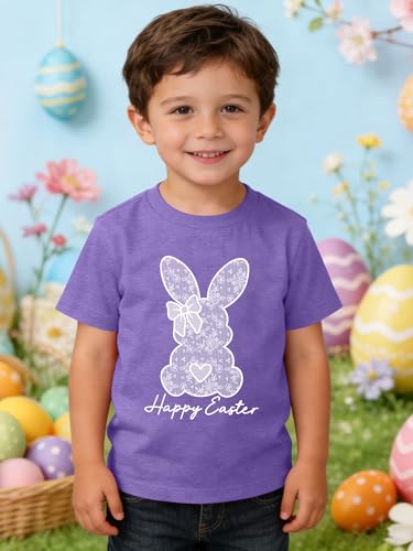 Image of Ithalt Kids Easter Shirts for Girls Cute Bunny Graphic Tshirt Easter Long Sleeve Tops 5-14y