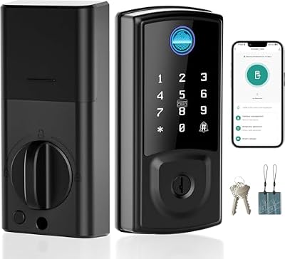 Smart Door Lock,Keyless Entry Door Lock for Front Door,Security Smart Deadbolt with Touchscreen Keypad,App Remote Control Fingerprint