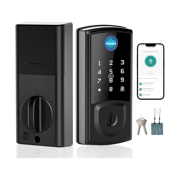 GOLSPARK Smart Door Lock,Keyless Entry Door Lock for Front Door,Security Smart Deadbolt with Touchscreen Keypad,App Remote Control Fingerprint