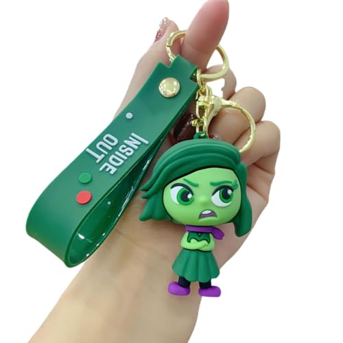SUPAUSUP Inside Out 2 Figures Keychain Wristlet,Keychain Bracelet with Inside Out Backpack Bag Charm Key Ring Chain (Disgust)