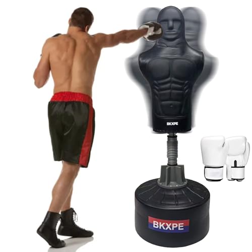 Bob Punching Dummy,Durable Leather Punching Bag with Large Base for Adults & Kids, Freestanding...