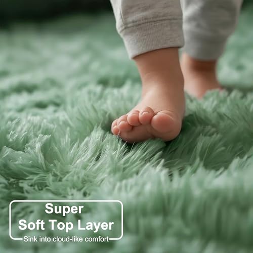Tapis rond à poils longs Amdrebio doux pour chambre d'enfant