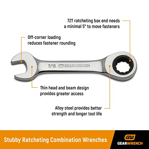 Gearwrench 14 Pc. 12 Point Stubby Ratcheting Sae/Metric Combination Wrench Set - 85206 #TOP1