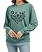Sunidol Womens Dog Paw Print Heart Shirt Long Sleeve Crewneck Pullover Loose Casual Cute Sweatshirts Tops Cyan Blue M