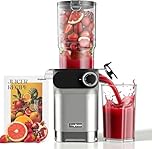 Anybear Cold Press Juicer, 200W Slow Masticating Juicer 4.3" Large Feed Chute Fit Whole Fruits Vegetables | Upgraded Auger | Tritan Materials | BPA Free | Easy to Clean with Brush (Silver Gray)