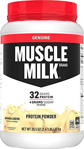 Muscle Milk Genuine Protein Powder, Banana Crème, 32g Protein, 2.47 Pound, 16 Servings