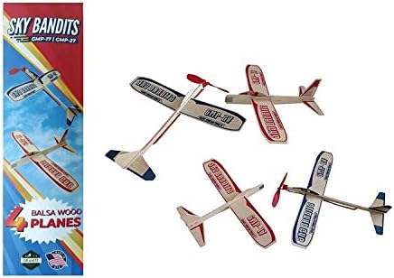 GRANITE MOUNTAIN PRODUCTS Balsa Wood Airplane Kits | Gliders and Propeller Plane Toys Set | Set of 4 Wooden Airplane | 2 Rubberband Powered Propellor Planes and 2 Balsa Wood Glider Planes