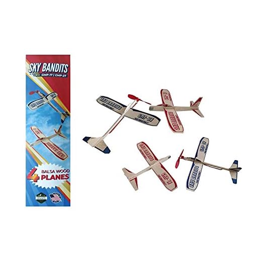 Balsa Wood Airplane Gliders And Propeller Plane Toys Set - 2 Wooden Airplane Kits | 2 Rubberband Powered Propellor Planes And 2 Balsa Wood Glider Planes| Model Toy Airplane Kits