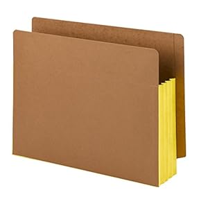 Smead End Tab Pocket, Reinforced Straight-Cut Tab, 3-1/2″ Expansion, Extra Wide Letter Size, Redrope with Yellow Gusset, 10 per Box (73688)