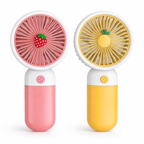 Image of BETSU Portable Rechargeable Mini Fan (Pack of 2) | 400mAh USB Handheld Small Fan, 3 Speed Modes | Silent Personal Pocket Cooling Fan Value Pack for Travel, Office Desk, Makeup, Kitchen (Multicolor)