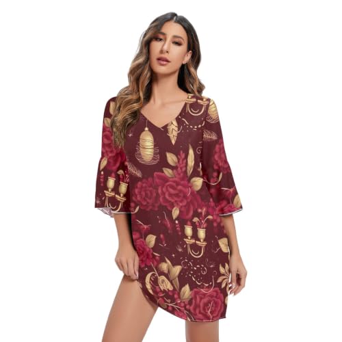 Robe d'été bordeaux fleurie style swing pour vos soirées et cocktails