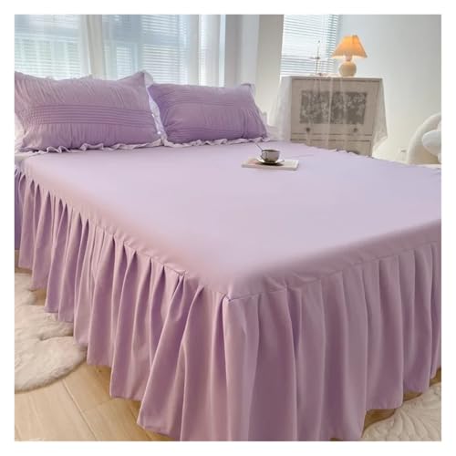Cubre Canape Falda de Cama Verde Color Liso con Encaje Alrededor, Funda for Todas Las Estaciones Volantes, sábana Queen/King(Color3,150x200x45cm 1pc)