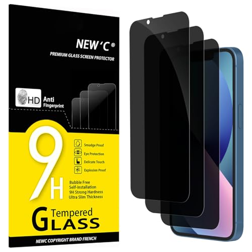 NEWC 3 Pack Privacy for iPhone 13 Mini Screen Protector (5.4) Enhanced 28-Degree Privacy Angle Ultra Durable 9H Hardness Bubble-Free