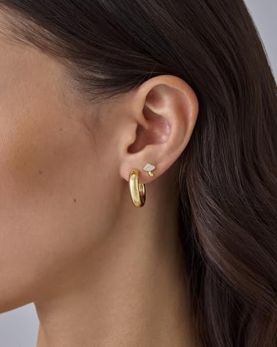 Image of PAVOI 14K Gold Plated Dainty Flat Back Earrings for Women, Piercing Studs | Hypoallergenic Stud Earrings with 925 Sterling Silver Posts, Motif Flatback Screw Back Helix Cartilage