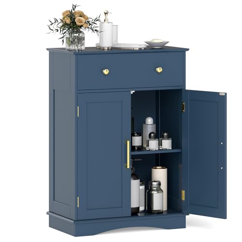 Tangkula Bathroom Floor Cabinet, Modern Freestanding Bathroom Storage Cabinet w/Large