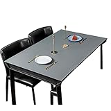 YAHUO HOMU PUレザー テーブルクロス テーブルマット デスクマット テーブルカバー 両面 防水 汚れ防止 耐久性 ダークグレー+ブラック 90*180cm