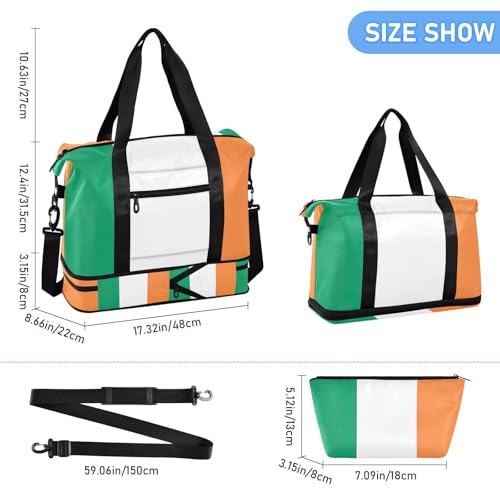 Bolsa de viaje en avión multifuncional con estampado de Irlanda y compartimento estanco 3