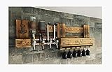  WIKINGER BAR mit Getränkespender Personalisiert SKAL und Hammer mit ALKOHOLSPENDER Wandregal Flaschenhalter Met Odin Thor Bar groß aus Paletten Holz, Geschenk
